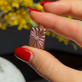 Pink Quartz Rectangle Carved Charm
