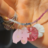 Pink Quartz Carved Coin Charm
