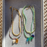 WHITE OPAL AND PERIDOT BRIOLETTE  NECKLACE