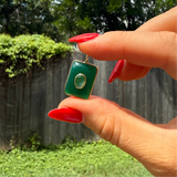 Green Gemstone Rectangle Charm