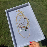 Green Gemstone Rectangle Charm