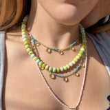 PERIDOT / TURQUOISE AND LEMON QUARTZ BRIOLETTE NECKLACE