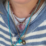 Pink Quartz Puka Gemstone Shell Charm