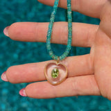 Rock Quartz Bubble Heart Charm