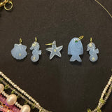 Blue Chalcedony Seahorse Charm