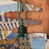 Malachite Large Fish Charm