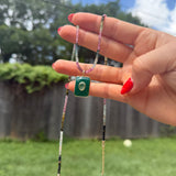 Green Gemstone Rectangle Charm