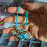 Blue Puka Gemstone Shell Charm