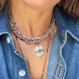 LIMITED EDITION: WHITE OPAL AND BLUE TOPAZ BRIOLETTE  NECKLACE