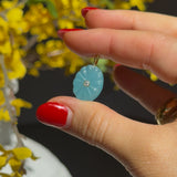 Sky Blue Carved Oval Charm