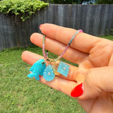 Blue Quartz Diamond Charm