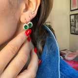 Princess emerald earring with halo
