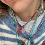 Pink Quartz Puka Gemstone Shell Charm