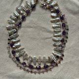 Amethyst and Pearl layering Necklace