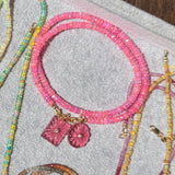 Pink Quartz Rectangle Carved Charm