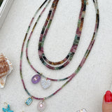 Luxe layering Necklace in watermelon Tourmaline