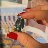Malachite Large Fish Charm