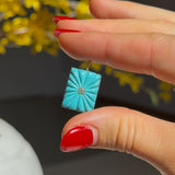 Turquoise Rectangle Carved Charm