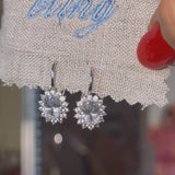 Princess earring with halo in silver