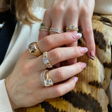 Pave Chain Link Ring with Baguette