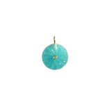 Blue Quartz Carved Coin Charm