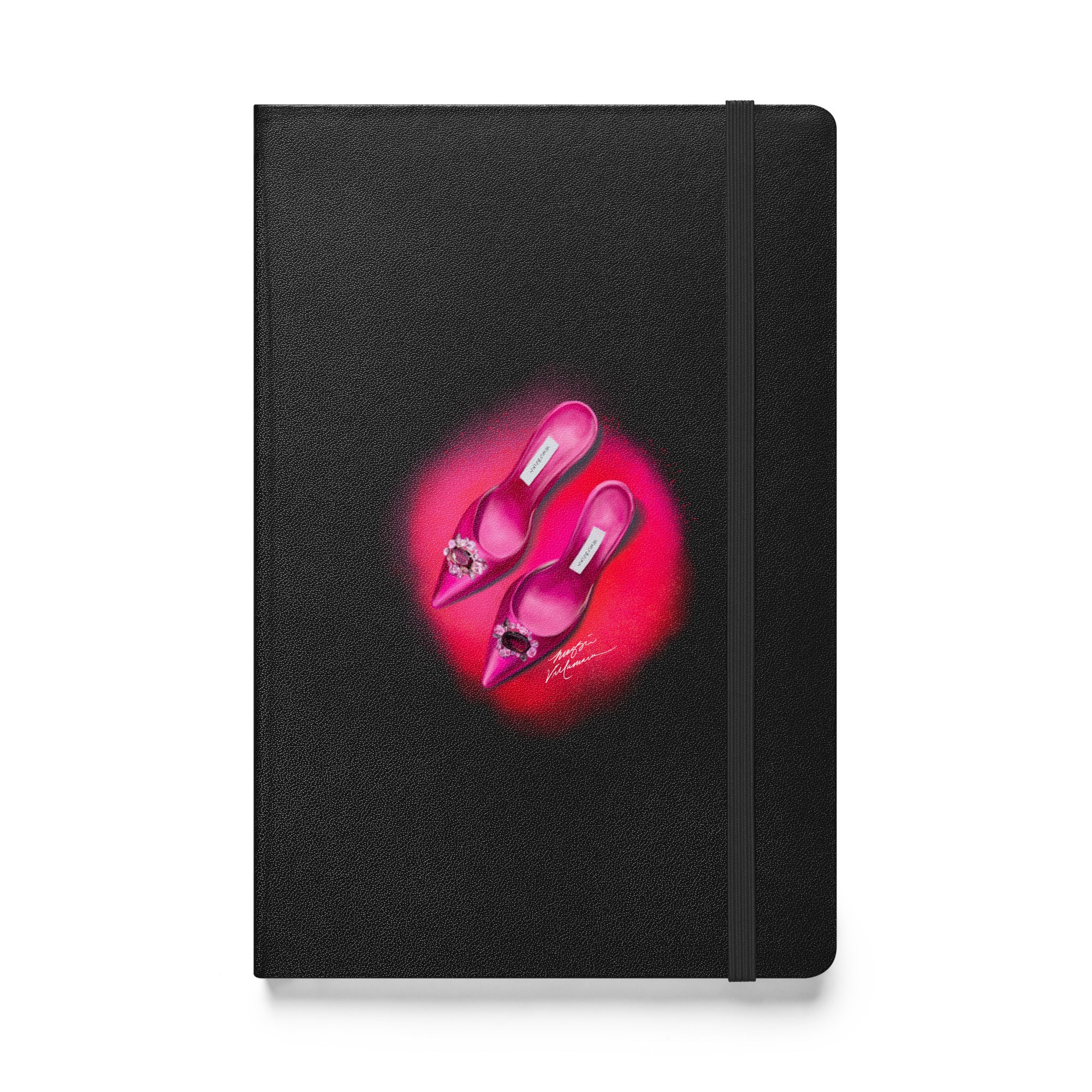 Pink Manolo Shoe Fashion Illustration Hardcover Bound Notebook