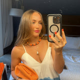 AMALFI VINYL BEAD NECKLACE IN CORAL