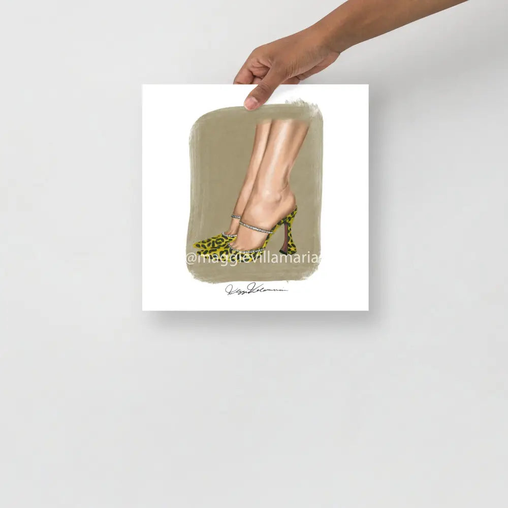 Leopard Stiletto Fashion Illustration Print 12×12