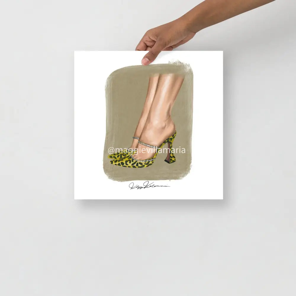 Leopard Stiletto Fashion Illustration Print 14×14