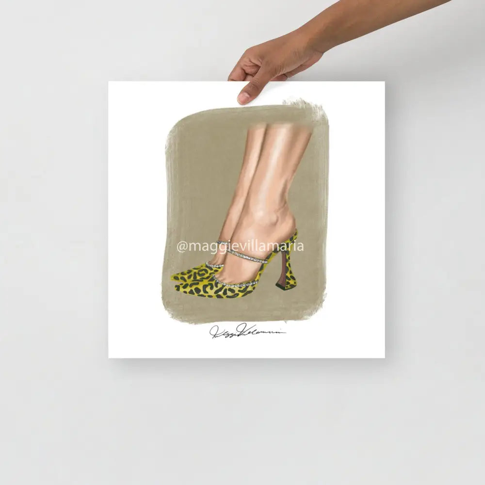 Leopard Stiletto Fashion Illustration Print 16×16