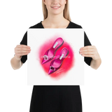 Pink Manolo Shoe Fashion Illustration Print 14×14