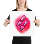 Pink Manolo Shoe Fashion Illustration Print 16×16