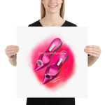 Pink Manolo Shoe Fashion Illustration Print 18×18
