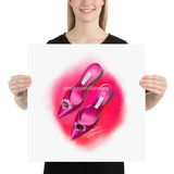 Pink Manolo Shoe Fashion Illustration Print 18×18